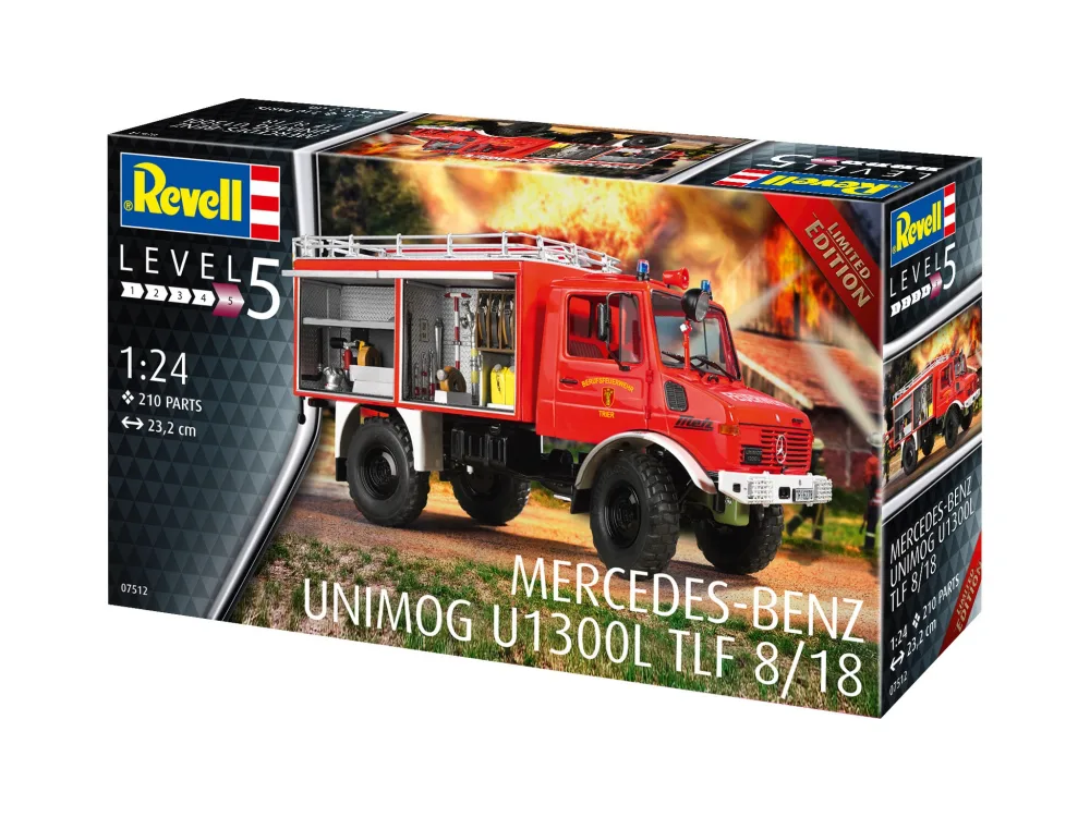 Сглобяем модел, Revell, Mercedes-Benz Unimog U1300L TLF 8/18, 210 части