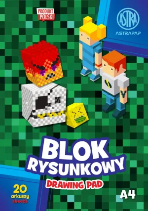 Блокче за рисуване, Astra, Pixel и Еднорог, A4, 100 г, 20 листа