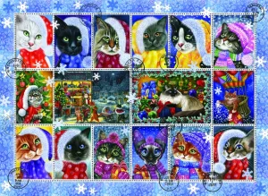 P1103 Коледна котка, колекция от печати - 1000 части