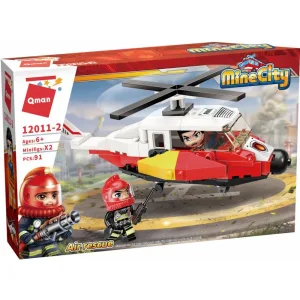 Конструктор, Qman, MineCity, Спасителен вертолет, 91 части