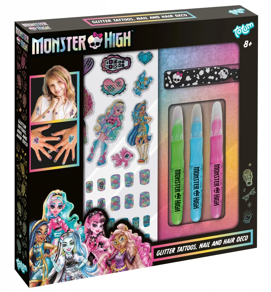 Комплект аксесоари, Totum, Monster High, Декорация за нокти и коса и блестящи татуировки