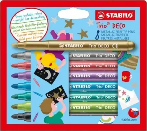 Комплект флумастери, Stabilo, Trio DECO, 8 цвята