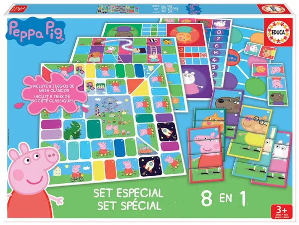 Комплект настолни игри, Educa, Peppa Pig, 8 броя