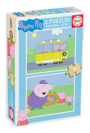 Пъзел, Educa, Peppa Pig 2 в 1, 2 х 9 части
