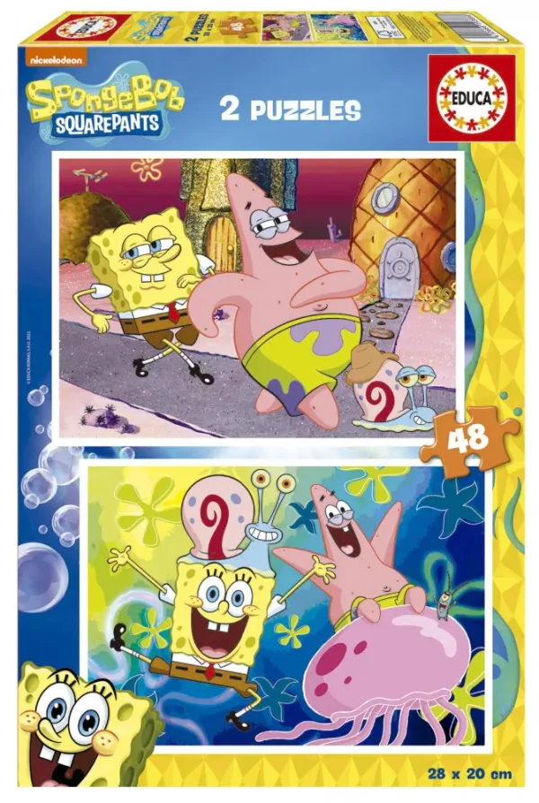 Пъзел 2 в 1, Educa, Sponge Bob, 2×48 части