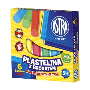 Комлпект пластилин, Astra, 6 цвята с блясък