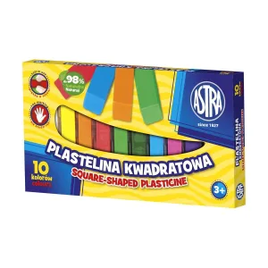 Комплект пластилин, Astra, Квадратен, 10 цвята