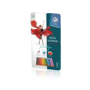 Комплект цветни моливи, Astra, В метална кутия, 12 броя