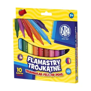 Комплект флумастери, Astra, Jumbo, Триъгълна форма, 10 цвята