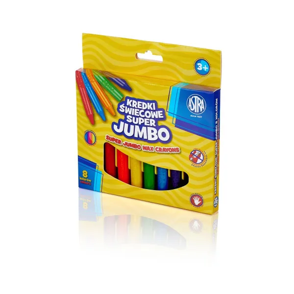 Комплект восъчни пастели, Astra, Jumbo, 8 цвята