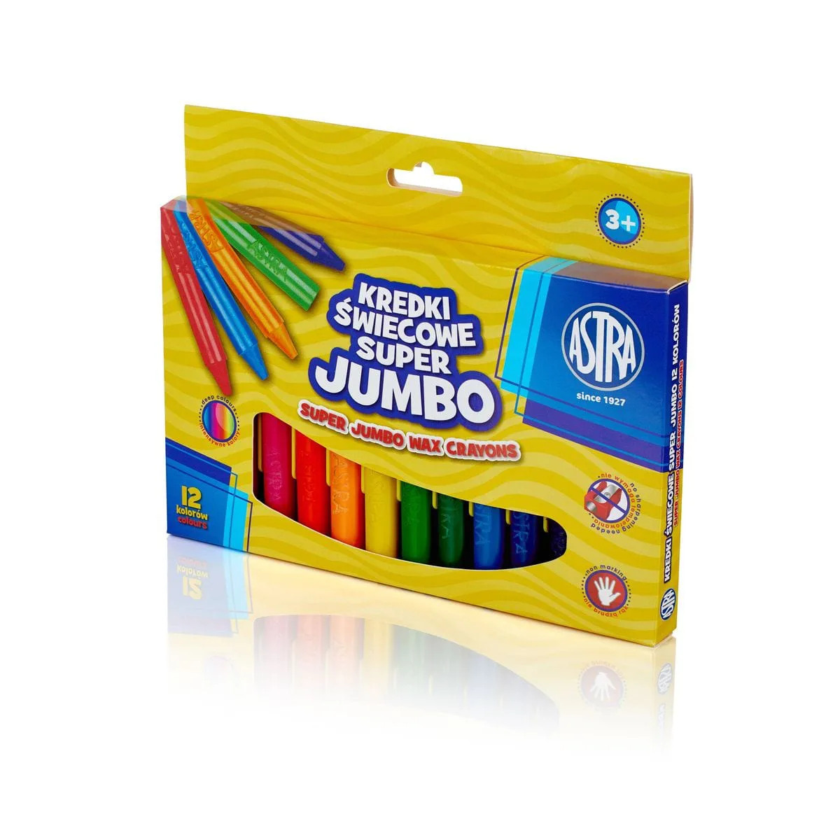 Комплект восъчни пастели, Astra, Super Jumbo, 12 цвята