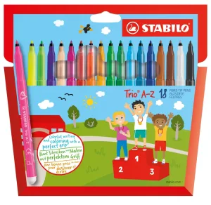 Комплект флумастери, Stabilo, Trio A-Z, 18 цвята