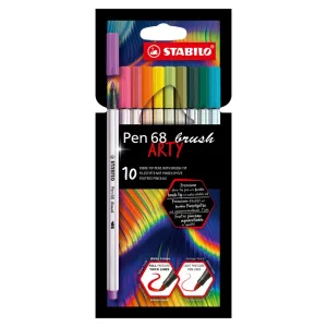 Комплект маркери, Stabilo, Pen 68 Brush Arty, 10 Цвята