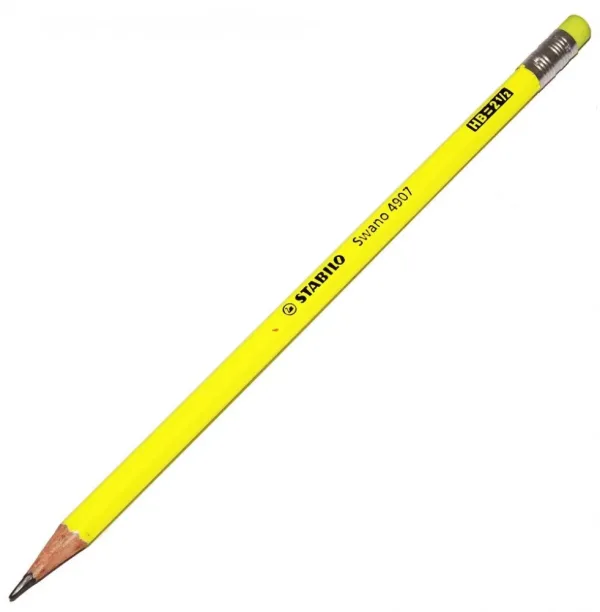 Графитен молив, Stabilo, Swano fluo HB с гума, Жълт