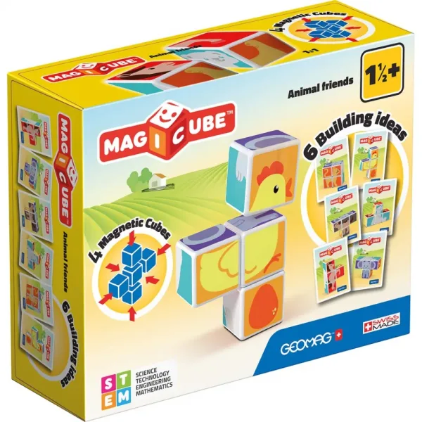 Магнитен конструктор, Geomag, Magicube, Животни и карти 132, 11 части