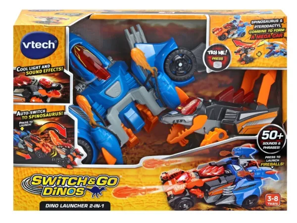 Интерактивна играчка, Vtech, Switch & Go, Ракетна установка Дино 2 в 1