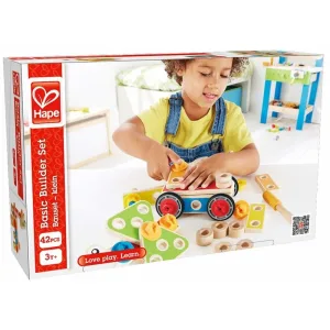 Дървен конструктор, Hape, Основен комплект, 42 части