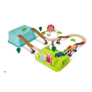 Детски игрален комплект, Hape, Фермерски влак, 40 части