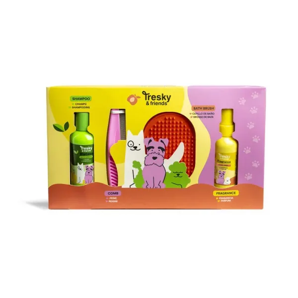 Подаръчен комплект за домашен любимец, Martinelia, Tresky & Friends, С гребен и четка, 4 части