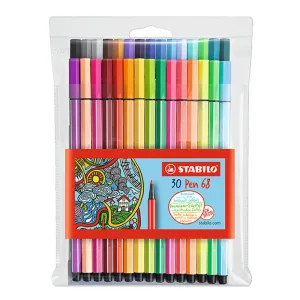 Комплект флумастери, Stabilo, Pen 68 24+6 neon, 30 цвята