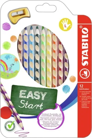 Комплект ергономични цветни моливи, Stabilo, EASYcolors right, 12 цвята, лява ръка