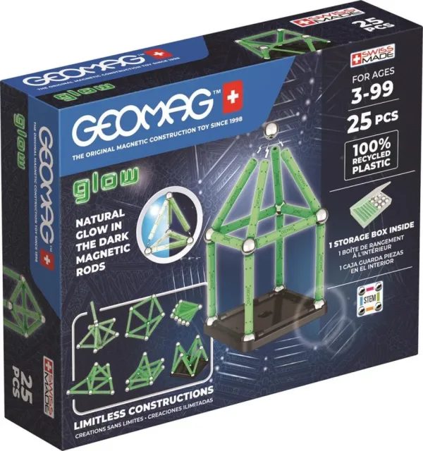 Магнитен конструктор, Geomag, Glow, 25 части