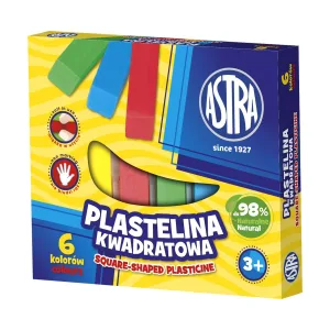 Комплект пластилин, Astra, Квадратен, 6 цвята