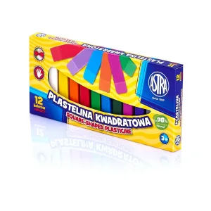 Комплект пластилин, Astra, Квадратен, 12 цвята