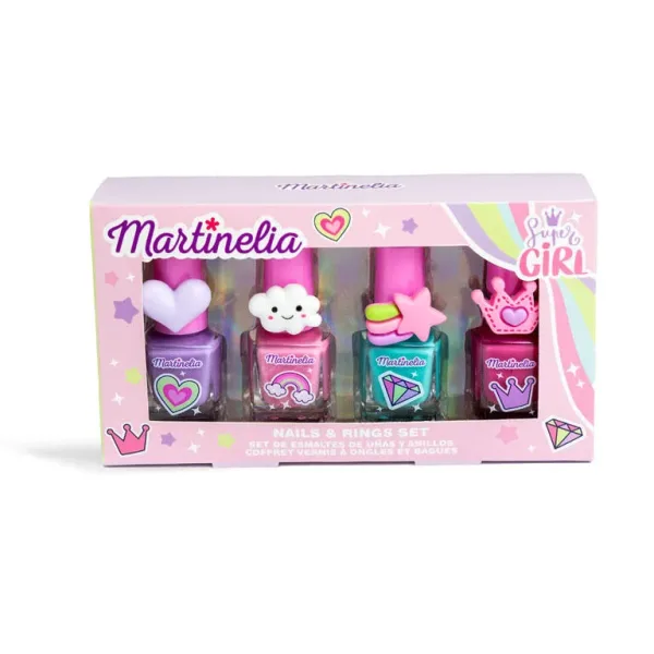 Комплект лак за нокти, Martinelia, 4 цвята с пръстени
