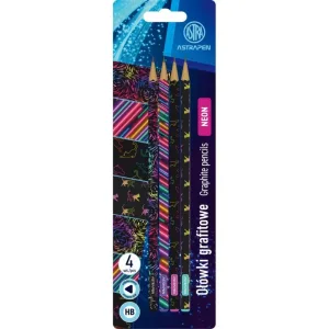 Комплект триъгълни графитни моливи, Astra, Neon, HB, 4 бр.