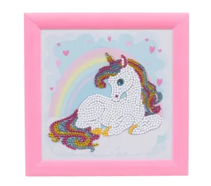 Творчески комплект, Craft Buddy, Диамантен гоблен в рамка, Unicorn Rainbow, 16 x 16 см, 6 части