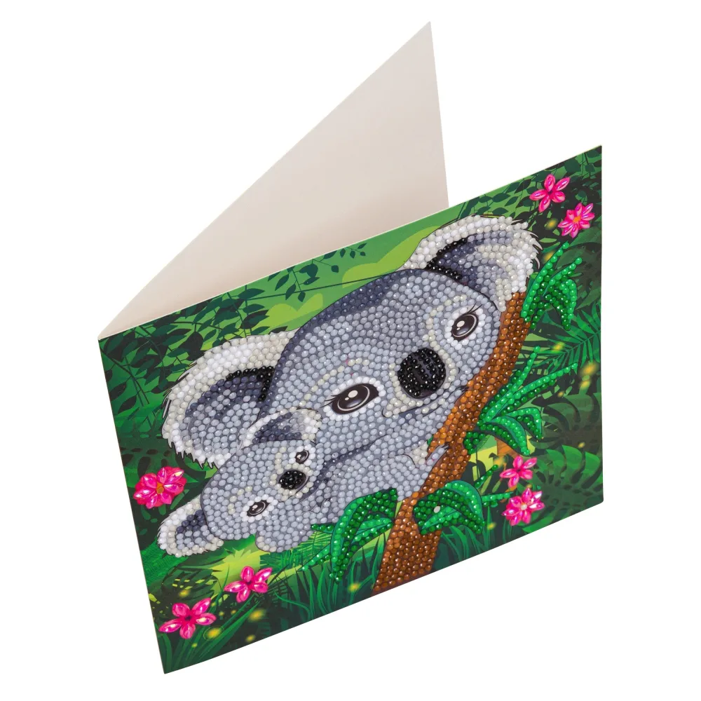 Комплект поздравителна картичка с диамантен живопис, Craft Buddy, Коала, 18 x 18 см