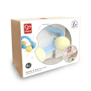 Бебешка дрънкалка и гризалка 2 в 1, Hape, Кола, 12.5 x 7.3 x 7.5 см