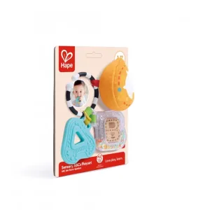 Бебешка сензорна играчка, Hape, Гризалка, дрънкалка и плюшена играчка ABC