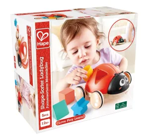 Дървена играчка за дърпане и сортиране, Hape, Калинка, 20 х 18 х 7 см