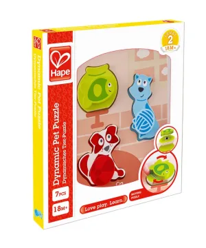 Дървен пъзел с въртящи се елементи, Hape, Домашни любимци, 7 части