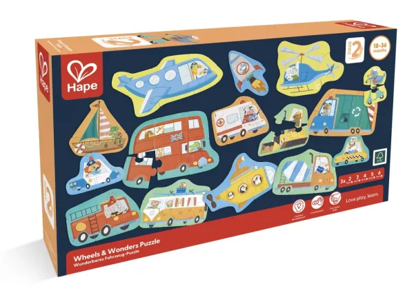 Образователен пъзел превозни средства, Hape, 60 части