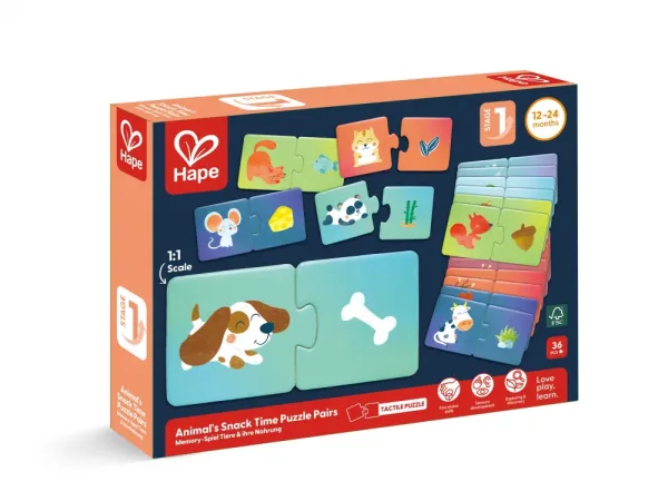 Детски образователен пъзел, Hape, С какво се хранят животните, 36 части