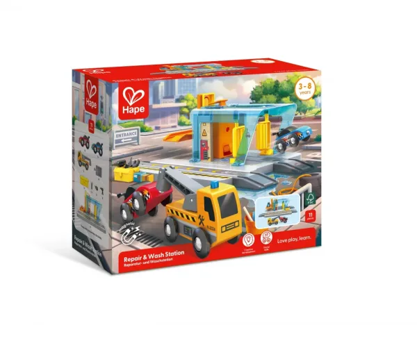 Комплект железопътен сервиз, Hape, 11 части
