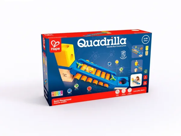 Комплект дървена писта, Hape Quadrilla, Музикална пързалка, 5 части