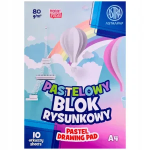 Цветно блокче за рисуване, Astra, Пастелни цветове, A4, 10 листа