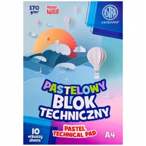 Технически блок, Astra, Пастелни цветове, A4, 10 листа