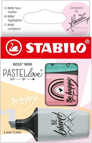 Комплект текст маркери, Stabilo, Boss Mini Pastel Love 2.0, 3 цвята