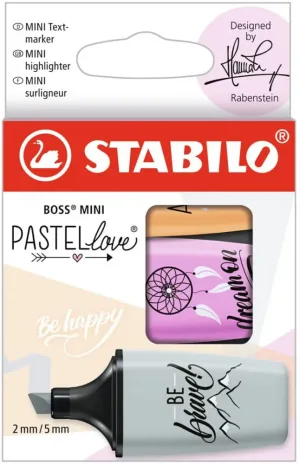 Комплект текст маркери, Stabilo, Boss Mini Pastel Love 2.0, 3 цвята
