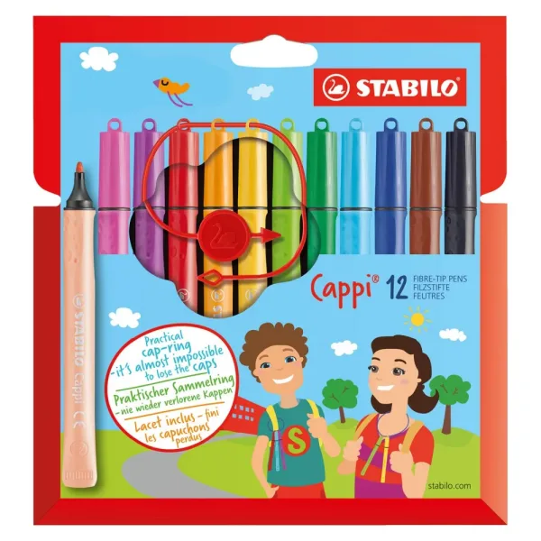 Комплект флумастери, Stabilo, Cappi, 12 цвята