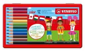 Комплект цветни моливи, Stabilo, Color, метална кутия, 12 цвята