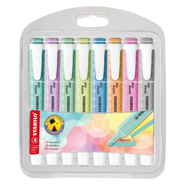 Комплект текст маркери, Stabilo, Swing Cool Pastel, 8 цвята