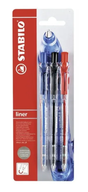 Комплект химикалки, Stabilo, Liner F, 3 броя