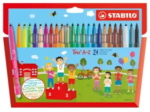 Комплект флумастери, Stabilo, Trio AZ, 24 цвята