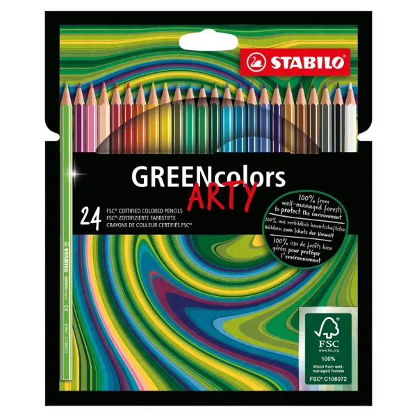 Комплект цветни моливи, Stabilo, GREENcolors Arty, 24 цвята